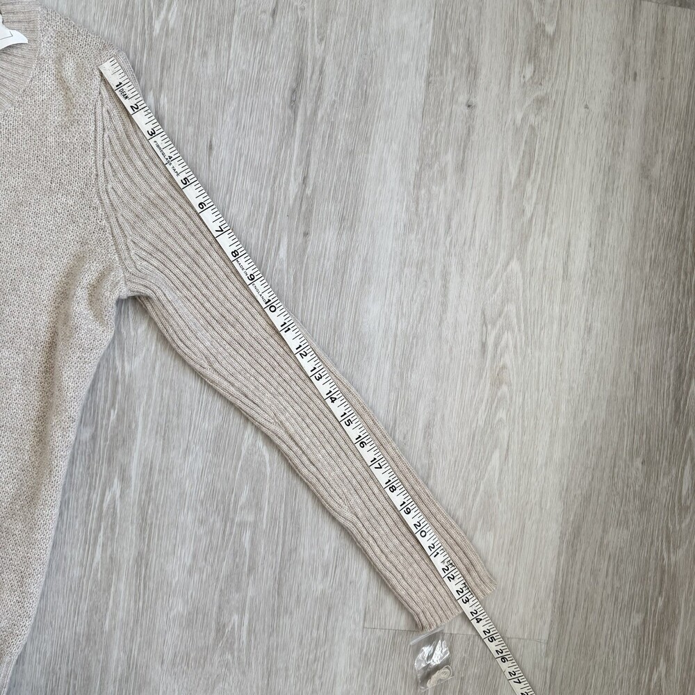 KENAR Sweater Angora Rabbit Hair Blend Women's L Oatmeal Beige Soft Pullover NWT - Picture 9 of 9